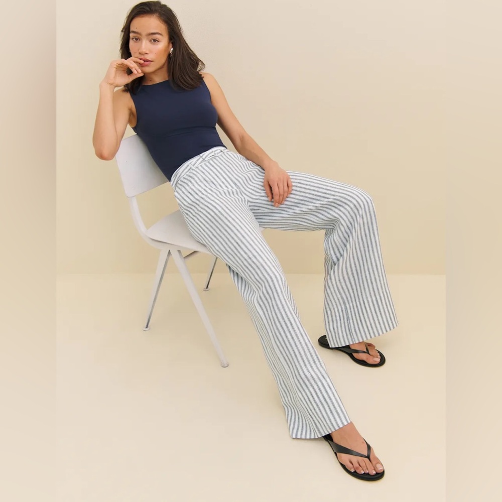 NWT Reformation Banks Linen High Rise Wide Leg Pant Grey - Size 2 - Picture 4 of 6